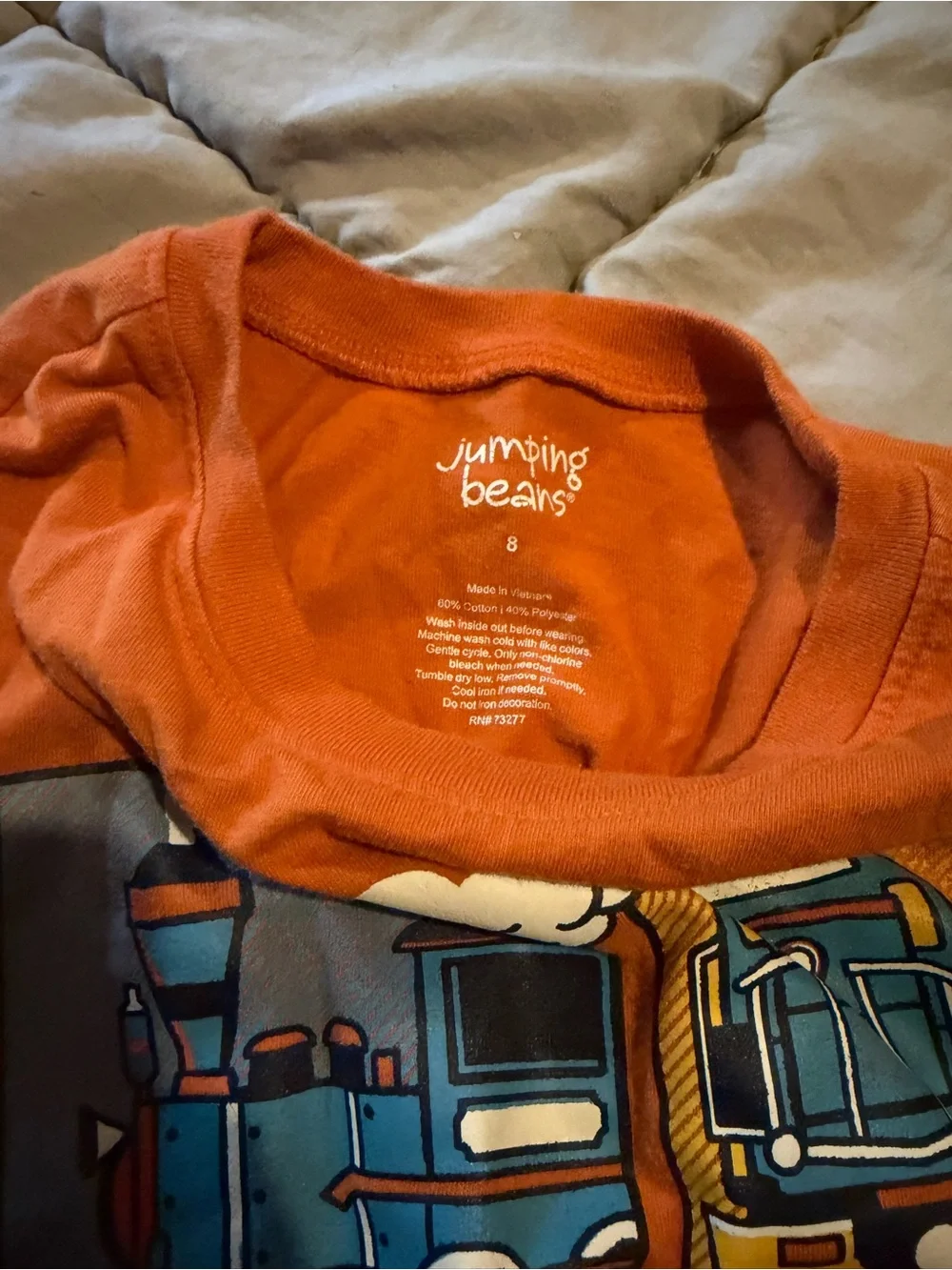jumping beans Orange Long Sleeve Train Graphic Tee with Light Gray Sleeves